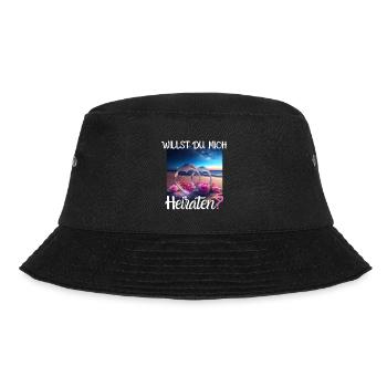Heiratsantrag für Hochzeit oder Verlobung - - Bucket Hat - Schwarz - Vorne - Lela (165cm)