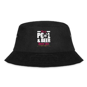 Billard Mädchen Frau Bier Hobby - Bucket Hat - Schwarz - Vorne - Lela (165cm)