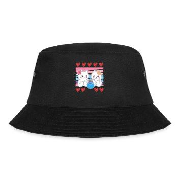 I love my cat cat Valentine's Day - Bucket Hat - black - Front - Lela (165cm)