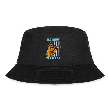 U.S NAVY Seals Retro Awesome Navy Soldier T-Shirt - Bucket Hat - Schwarz - Vorne - Lela (165cm)