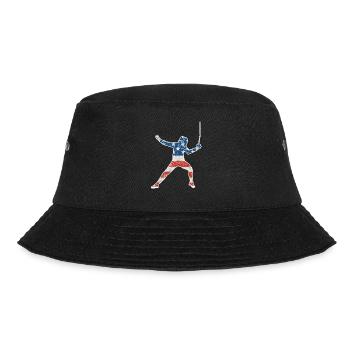 Amerikanische Flagge Fechter T-Shirt Fechten Säbel - Bucket Hat - Schwarz - Vorne - Lela (165cm)