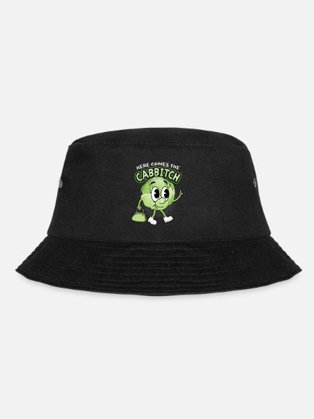 Cabbage, funny saying, Manga Cabbitch comic style - Bucket Hat - black