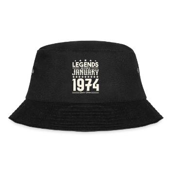 Geschenklegende Januar 1974. Geschenk Januar 1974. - Bucket Hat - Schwarz - Vorne - Lela (165cm)
