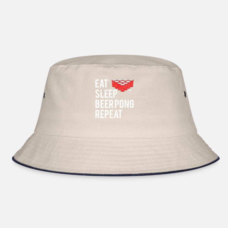 Eat Sleep Beer Pong Repeat Bier Pong Geschenk Bucket Hat