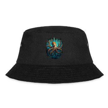 Octopus Kraken Cuttlefish Tier - Bucket Hat - Schwarz - Vorne - Lela (165cm)