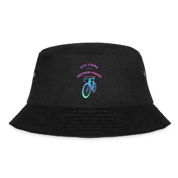 Rennrad Liebe meinen Mann! Perspektive Rosa-Türkis - Bucket Hat - Schwarz - Vorne - Lela (165cm)