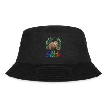 Offizielles Schlafshirt Faultier Schlafanzug - Bucket Hat - Schwarz - Vorne - Lela (165cm)