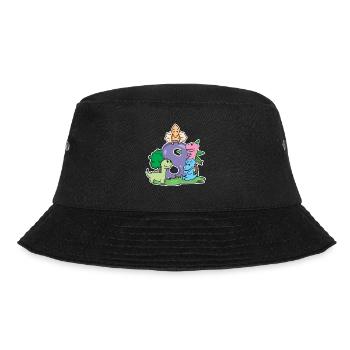 8 Jahre alt - 8. Geburtstag mit Tier Motiv - Bucket Hat - Schwarz - Vorne - Lela (165cm)