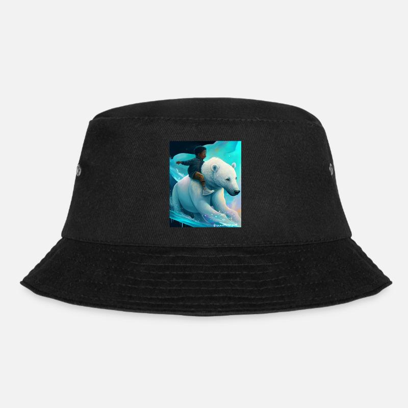 Child rides polar bear - Bucket Hat - black