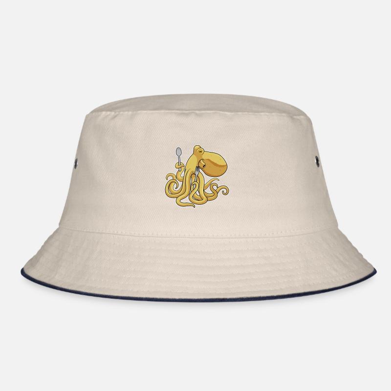 Krake Essen Löffel Gabel Bucket Hat
