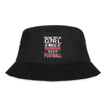 A Girl Who's Perfectly Happy With Beer & Football - Bucket Hat - Schwarz - Vorne - Lela (165cm)