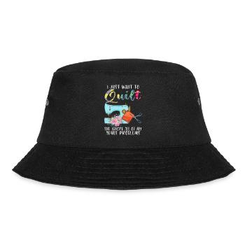 Quilten Quilten Quilting Maschine Geschenk - Bucket Hat - Schwarz - Vorne - Lela (165cm)