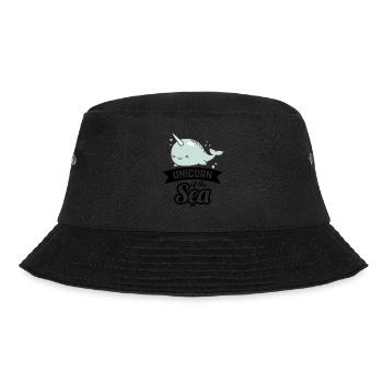 Narwal als Einhorn mit Stoßzahn - Bucket Hat - Schwarz - Vorne - Lela (165cm)