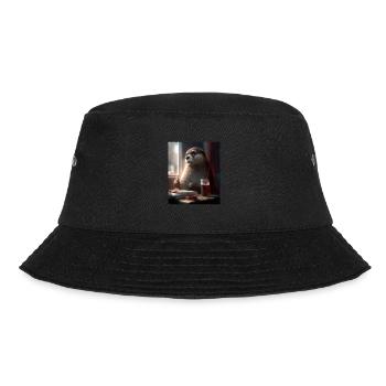 Otter Lovers Nerd Otter Drinking Coffee - Bucket Hat - black - Front - Lela (165cm)