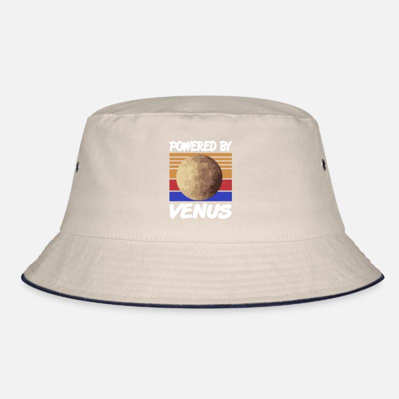Powered By VENUS Retro Solar System Planet Designs Bucket Hat