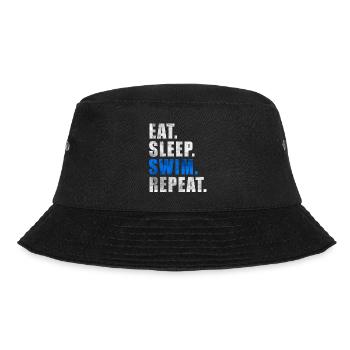EAT SLEEP SWIM REPEAT Swimming Lifeguard Schwimmer - Bucket Hat - Schwarz - Vorne - Lela (165cm)