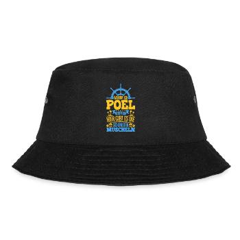 Schöne Muscheln - Warum ich Poel so liebe - Bucket Hat - Schwarz - Vorne - Lela (165cm)