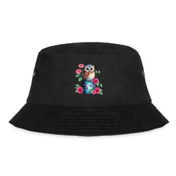owl animal sweet wild bird zoo forest nature child - Bucket Hat - black - Front - Lela (165cm)