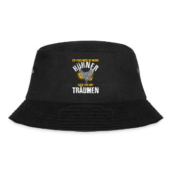 Ich Frage Mich Ob Meine Hühner Auch Von Mir Träume - Bucket Hat - Schwarz - Vorne - Lela (165cm)
