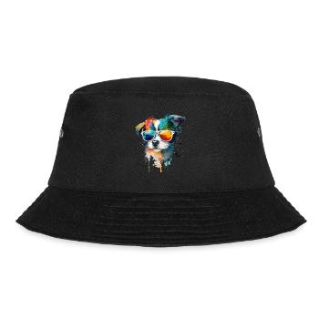 Süsser kleiner Gamer Hund Für Hundeliebhaber Bunt - Bucket Hat - Schwarz - Vorne - Lela (165cm)