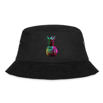 EDM Music Rave Festival Pineapple Techno - Bucket Hat - black - Front - Lela (165cm)
