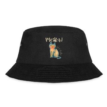 Funny Cat, saying, Meow - Bucket Hat - black - Front - Lela (165cm)