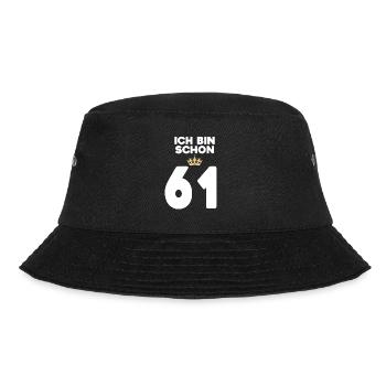 61. Geburtstag Geschenk - 61 Jahre mit Krone - Bucket Hat - Schwarz - Vorne - Lela (165cm)