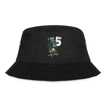 Children birthday 5 years - skater monkey - Bucket Hat - black - Front - Lela (165cm)