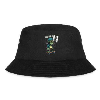 Kinder Geburtstag 11 Jahre - Skater Affe - Bucket Hat - Schwarz - Vorne - Lela (165cm)