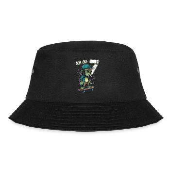 Kinder Geburtstag 7 Jahre - Skater Affe - Bucket Hat - Schwarz - Vorne - Lela (165cm)