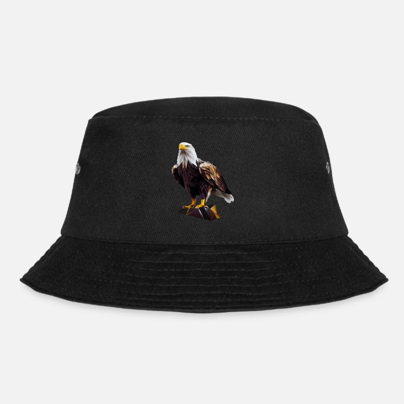 Cooles Polygon Design Mit Einem Weißkopfseeadler - Bucket Hat - Schwarz
