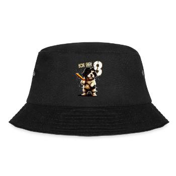 Kinder Geburtstag 8 Jahre - Baseball und Hunde - Bucket Hat - Schwarz - Vorne - Lela (165cm)