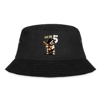 Kinder Geburtstag 5 Jahre - Baseball und Hunde - Bucket Hat - Schwarz - Vorne - Lela (165cm)