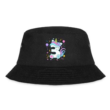 3rd birthday unicorn number children's birthday - Bucket Hat - black - Front - Lela (165cm)