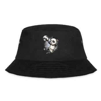 Panda und Volleyball - Cooler Panda beim - Bucket Hat - Schwarz - Vorne - Lela (165cm)