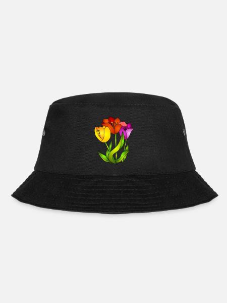 Blumen - Bucket Hat - Schwarz
