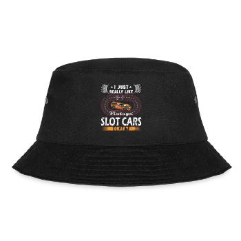 Vintage Slot Car Racing - Modellautos - Bucket Hat - Schwarz - Vorne - Lela (165cm)