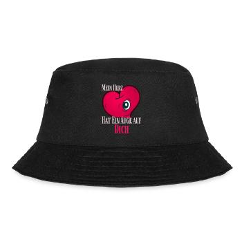 Mein Herz hat ein Auge auf dich in Rot - Bucket Hat - Schwarz - Vorne - Lela (165cm)