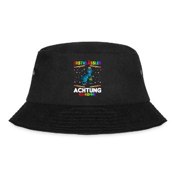 Erstklässler Achtung ich komme Dino 1. Klasse - Bucket Hat - Schwarz - Vorne - Lela (165cm)
