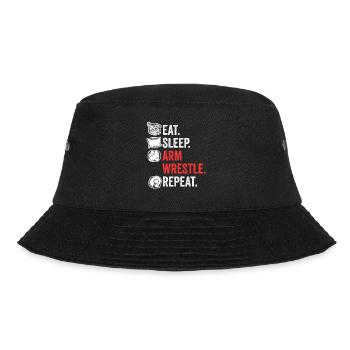 Eat Sleep Arm Wrestle Repeat Awesome Arm Wrestling - Bucket Hat - Schwarz - Vorne - Lela (165cm)