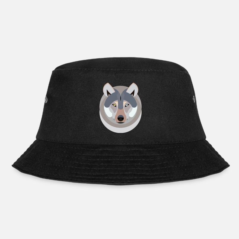 Wolf als Grafik - Bucket Hat - Schwarz