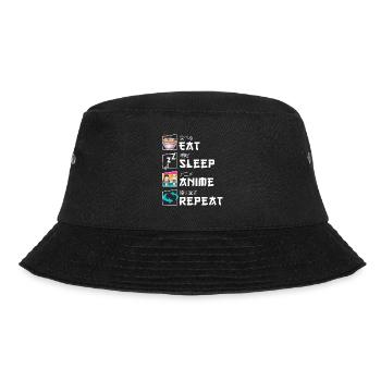 Cute Japanese Eat Sleep Anime Repeat Manga - Bucket Hat - black - Front - Lela (165cm)