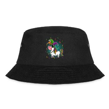 Mardi Gras Narr Hut Maske Und Perlen Einhorn - Bucket Hat - Schwarz - Vorne - Lela (165cm)