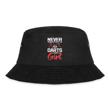 Never underastimate a darts playing girl - Bucket Hat - Schwarz - Vorne - Lela (165cm)