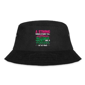 A strong woman stands tall like a Flower - Bucket Hat - Schwarz - Vorne - Lela (165cm)