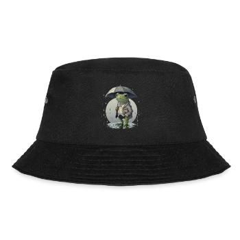 Frosch mit Regenschirm Frösche Kröte Amphibie - Bucket Hat - Schwarz - Vorne - Lela (165cm)