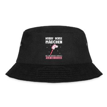 Hobby Horse Mädchen Pferde Geschenk - Bucket Hat - Schwarz - Vorne - Lela (165cm)