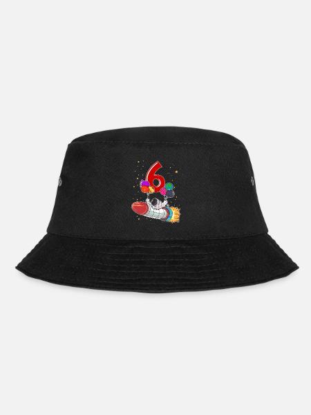 Astronaut 6 Jahre Weltraum Rakete 6. Geburtstag - Bucket Hat - Schwarz