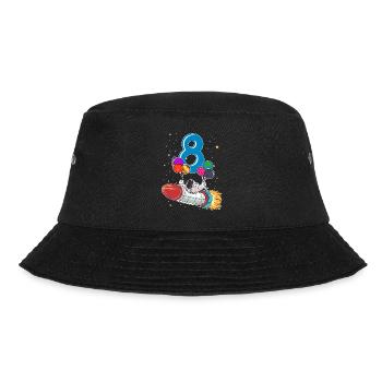Astronaut 8 Jahre Weltraum Rakete 8. Geburtstag - Bucket Hat - Schwarz - Vorne - Lela (165cm)