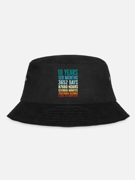 10 Years Happy Birthday 120 Months Level cpmplete - Bucket Hat - Schwarz